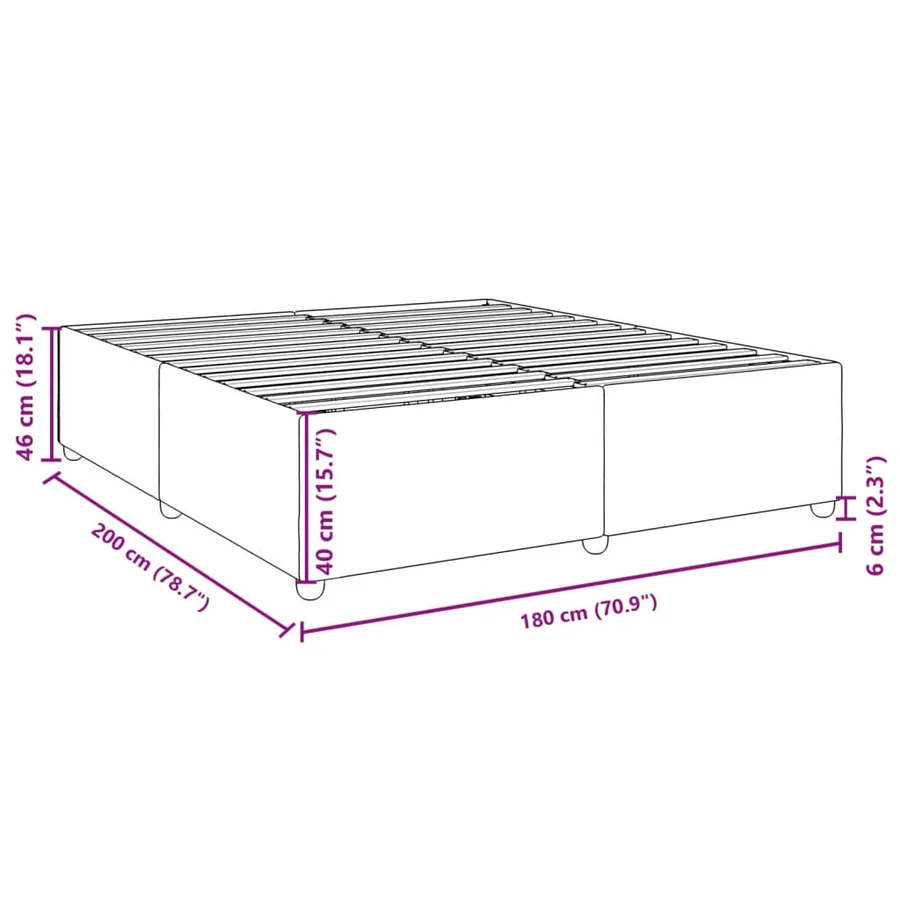 Cadre de lit sans matelas gris foncé 180x200 cm tissu - 9
