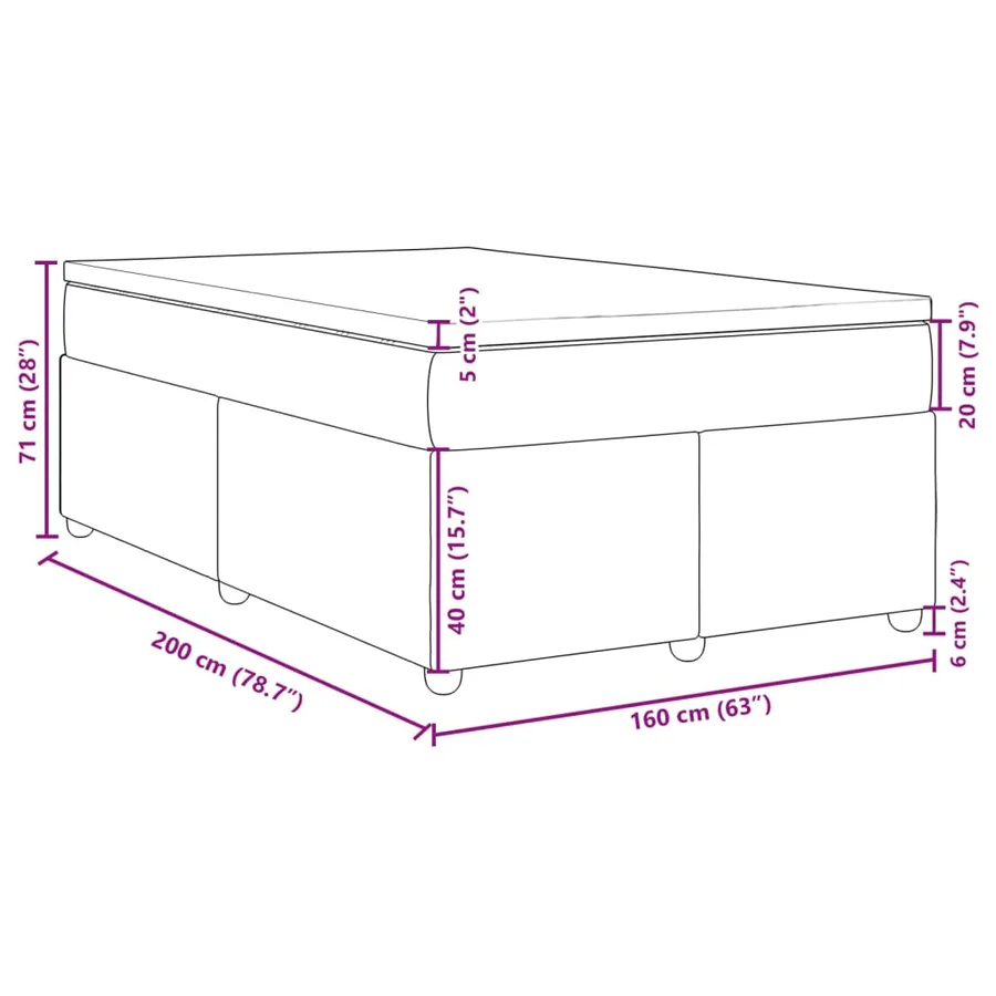 Sommier à lattes de lit avec matelas Gris foncé 160x200cm Tissu - 12