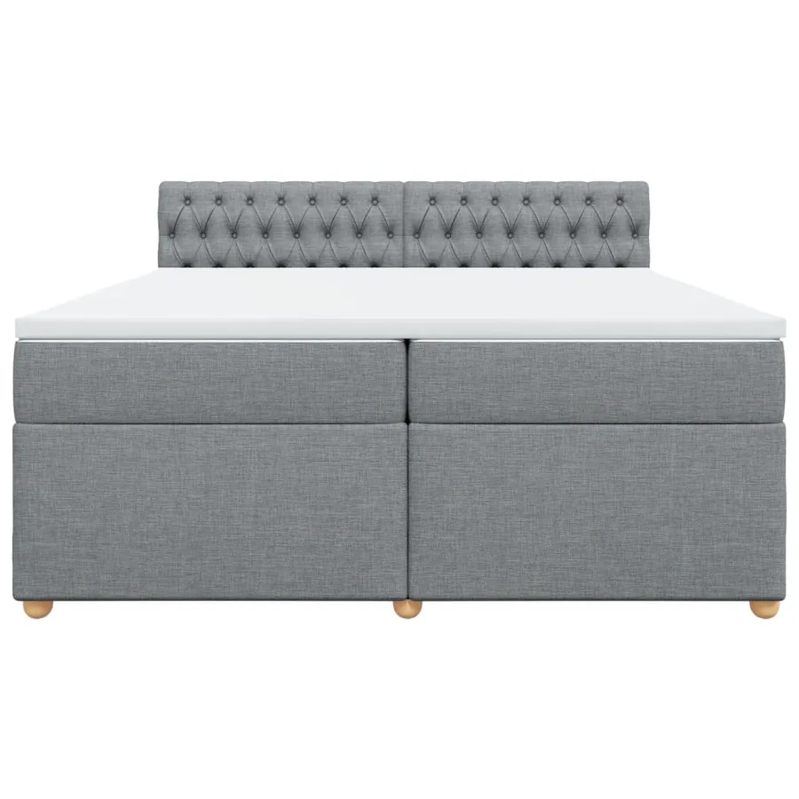 Sommier à lattes de lit avec matelas Gris clair 200x200cm Tissu - 4