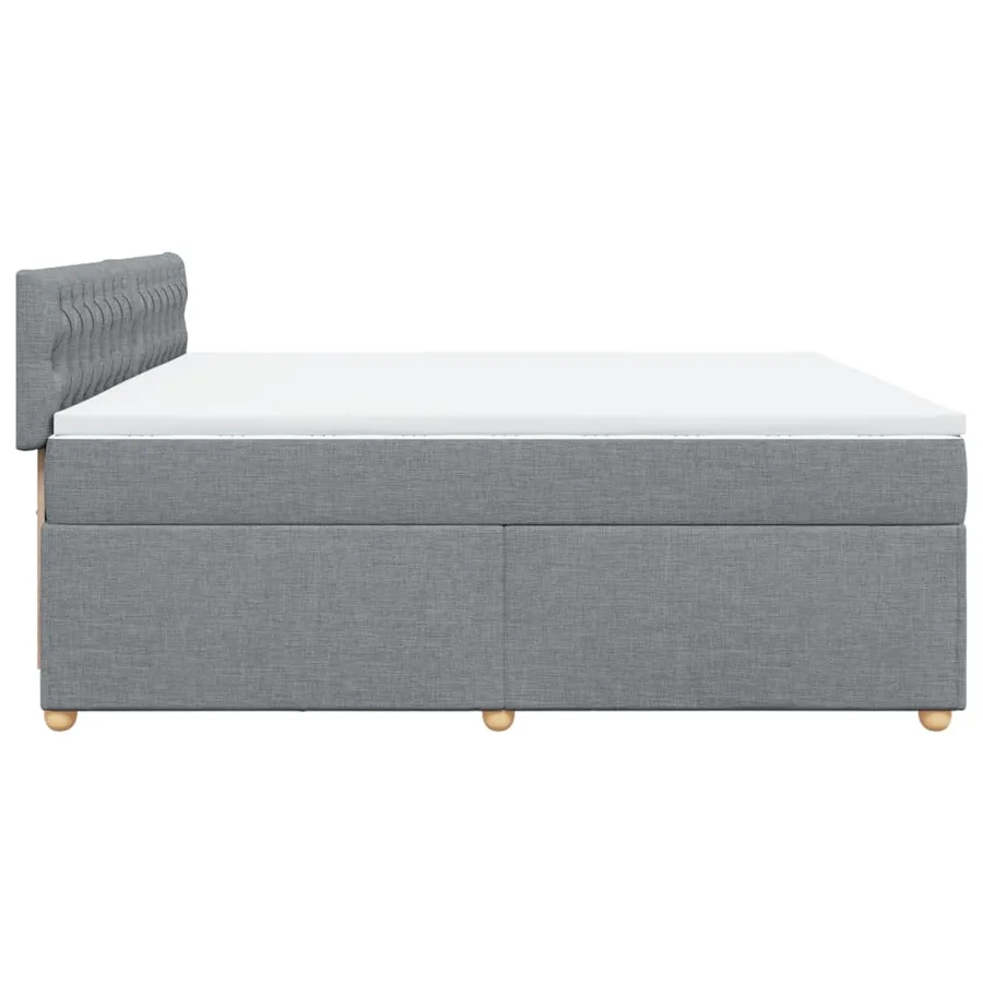 Sommier à lattes de lit avec matelas Gris clair 200x200cm Tissu - 5