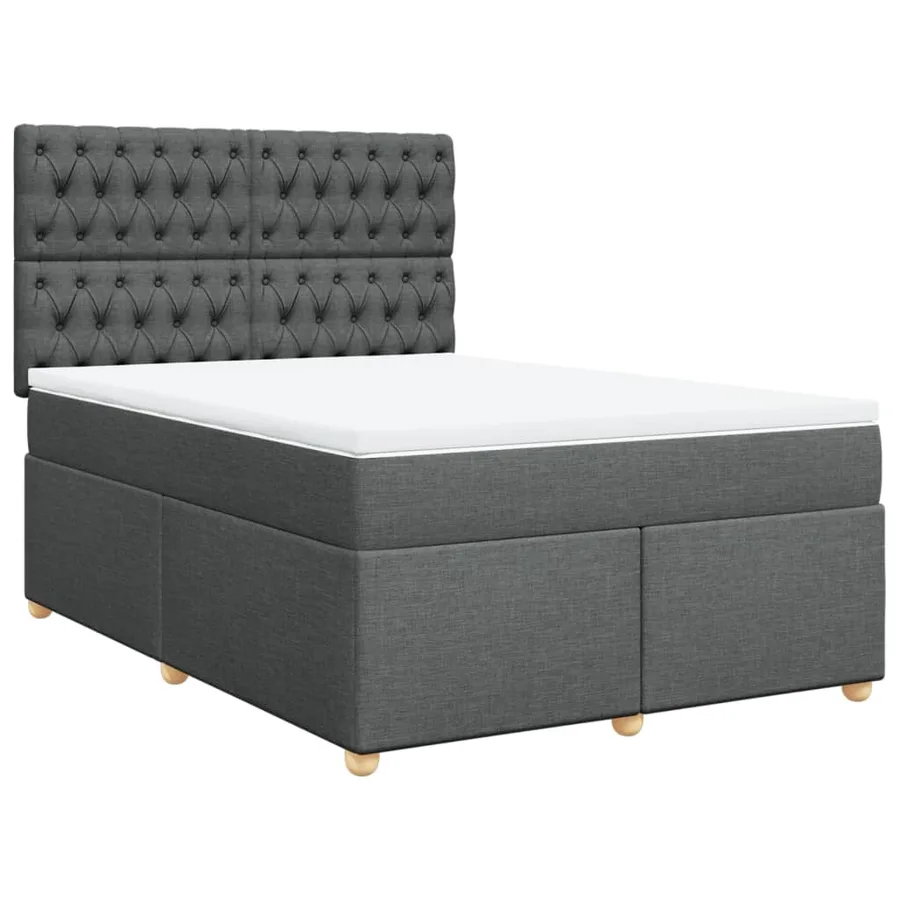 Sommier à lattes de lit avec matelas Gris foncé 140x190cm Tissu - 2