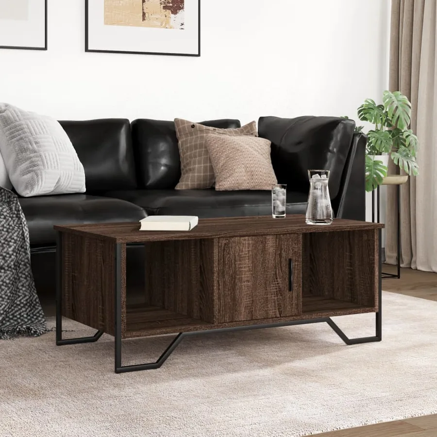 Table basse chêne marron 100x51x40 cm bois d'ingénierie - 3