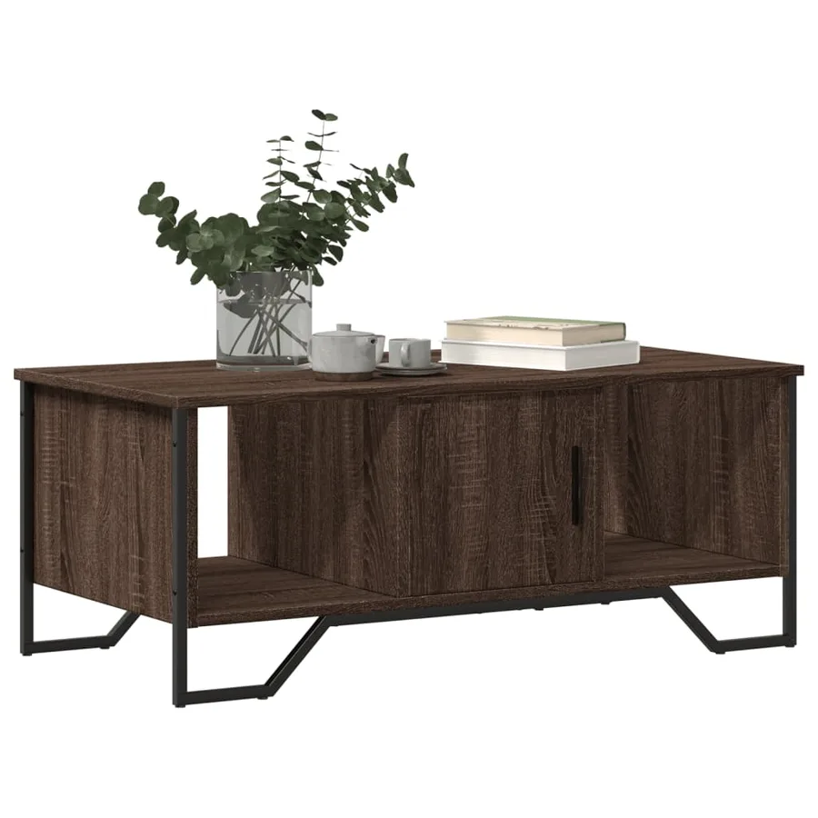 Table basse chêne marron 100x51x40 cm bois d'ingénierie - 4