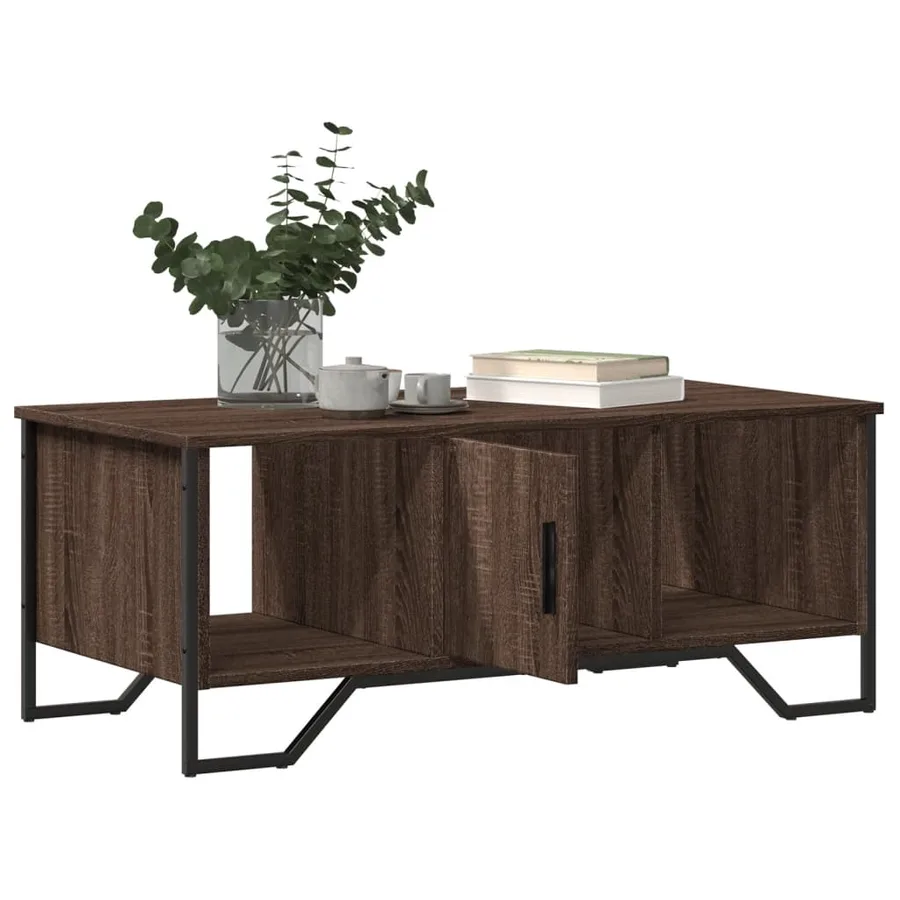 Table basse chêne marron 100x51x40 cm bois d'ingénierie - 9