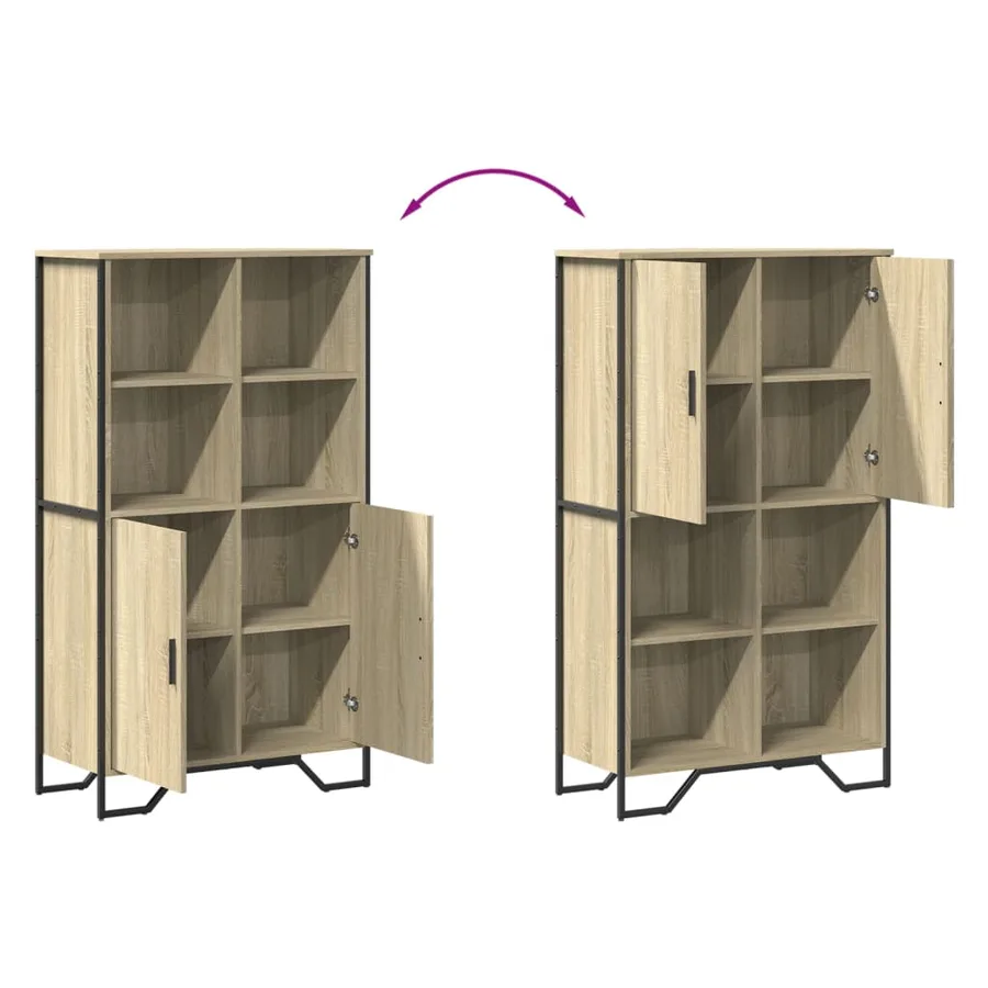 Buffet haut chêne sonoma 79,5x35,5x137,5 cm bois d'ingénierie - 9