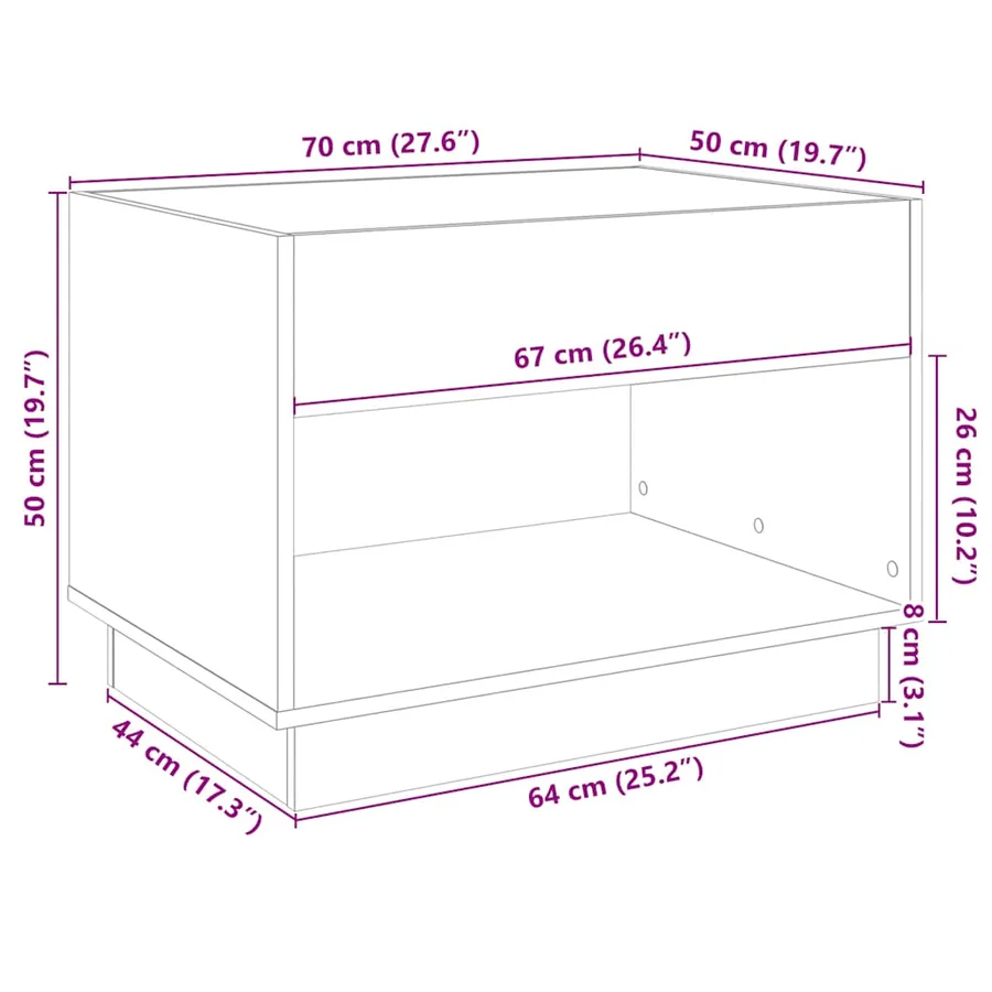 Table basse avec LED infini blanc 70x50x50 cm - 13