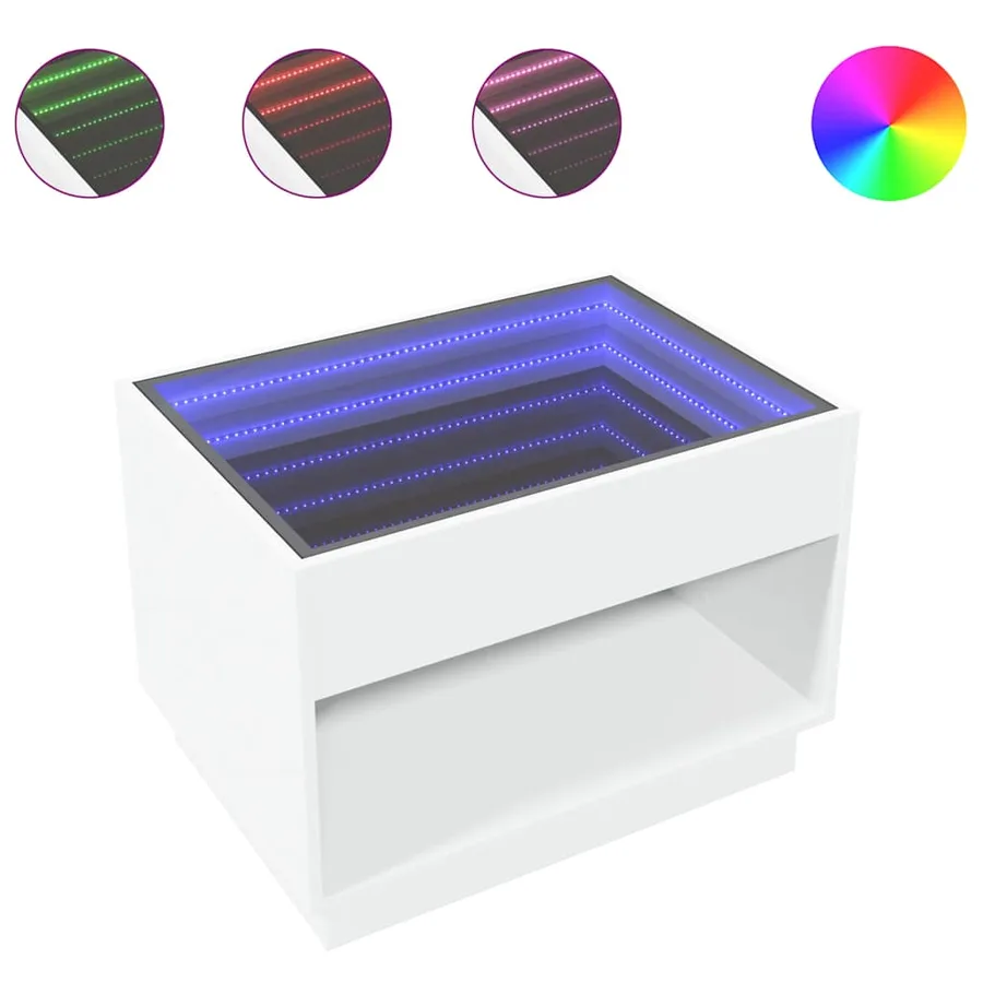 Table basse avec LED infini blanc 70x50x50 cm - 2