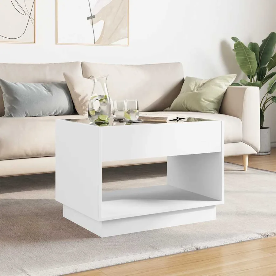 Table basse avec LED infini blanc 70x50x50 cm - 3
