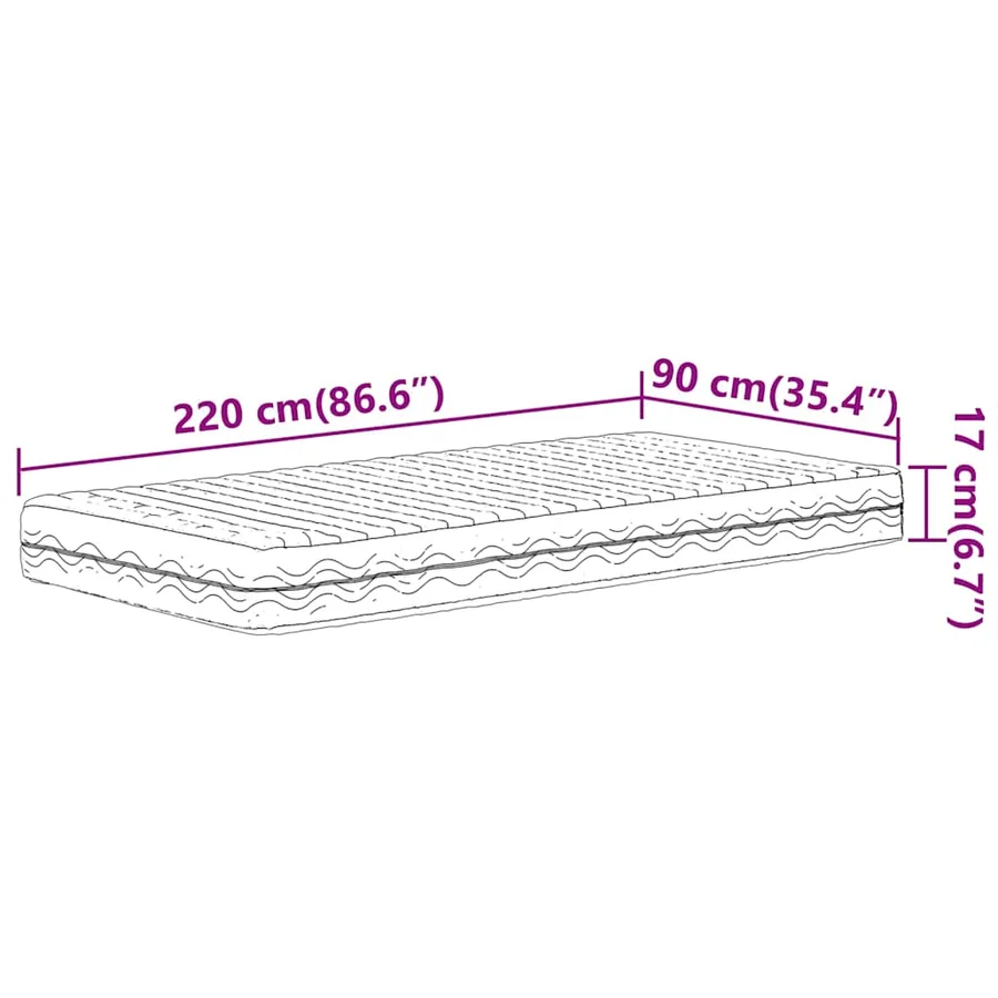 Matelas en mousse blanc 90x220 cm dureté H2 H3 - 9