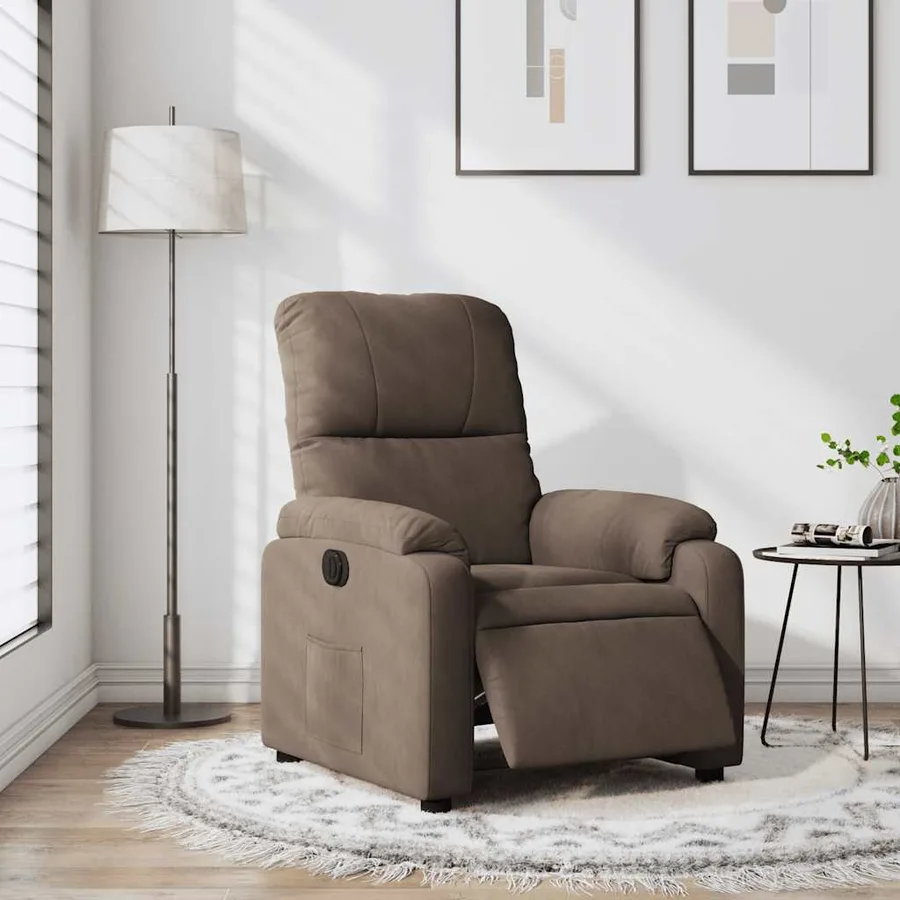 Fauteuil inclinable électrique marron tissu microfibre - 15