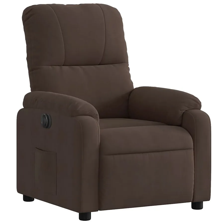 Fauteuil inclinable électrique marron tissu microfibre - 4
