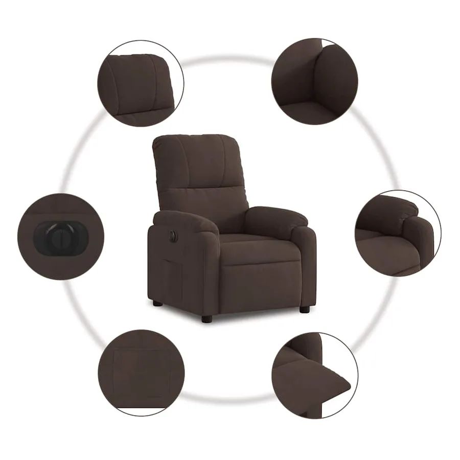 Fauteuil inclinable électrique marron tissu microfibre - 8
