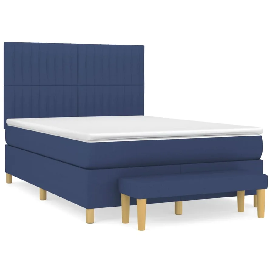 Sommier à lattes de lit avec matelas Bleu 140x200 cm Tissu - 2