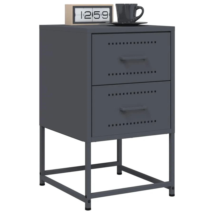 Tables de chevet 2 pcs anthracite 36x39x60,5 cm acier