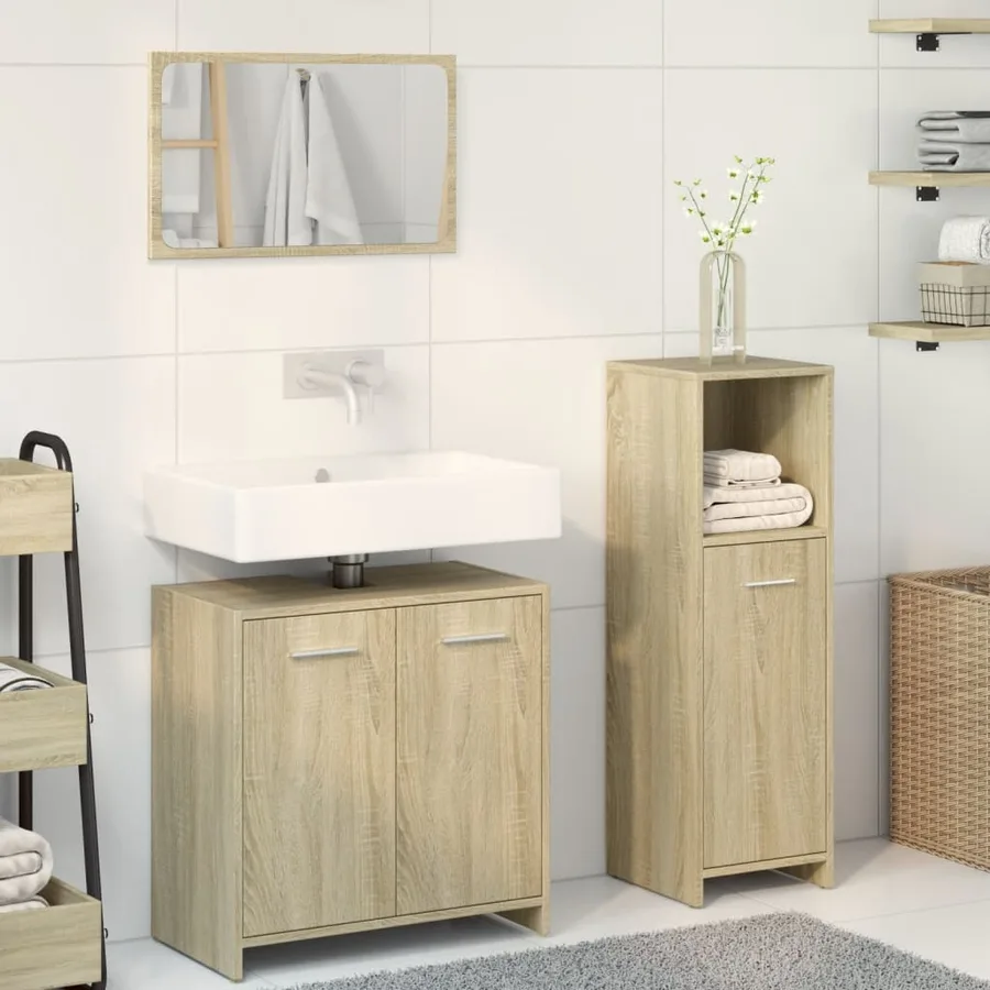 Ensemble de meubles de salle de bain 3 pcs chêne sonoma - 3