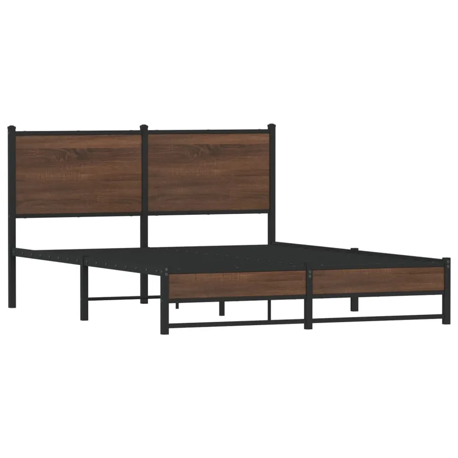 Cadre de lit en métal sans matelas chêne marron 137x190 cm - 3