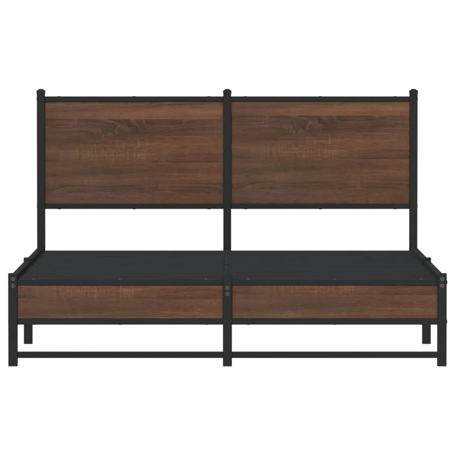 Cadre de lit en métal sans matelas chêne marron 137x190 cm - 5