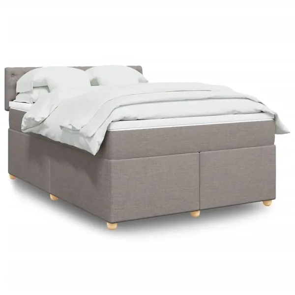 Sommier à lattes de lit avec matelas Taupe 140x190 cm Tissu