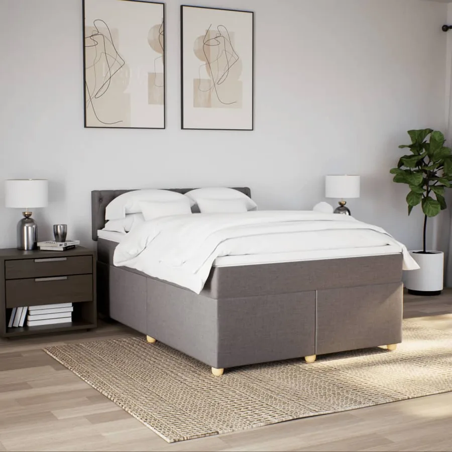 Sommier à lattes de lit avec matelas Taupe 140x190 cm Tissu - 4