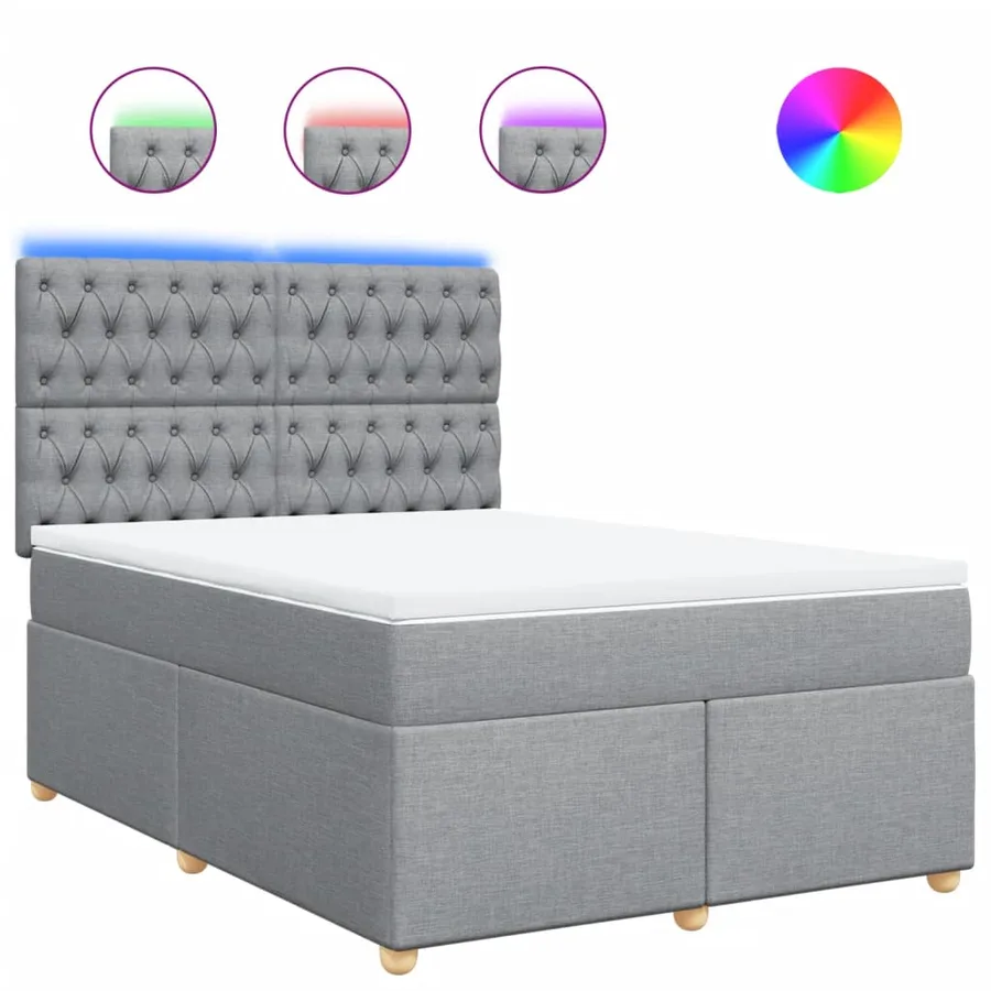 Sommier à lattes de lit avec matelas Gris clair 140x200cm Tissu - 2