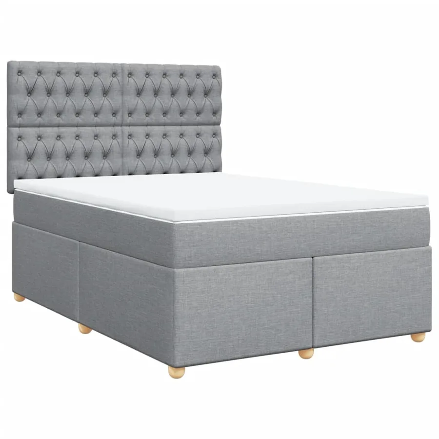 Sommier à lattes de lit avec matelas Gris clair 140x200cm Tissu - 3