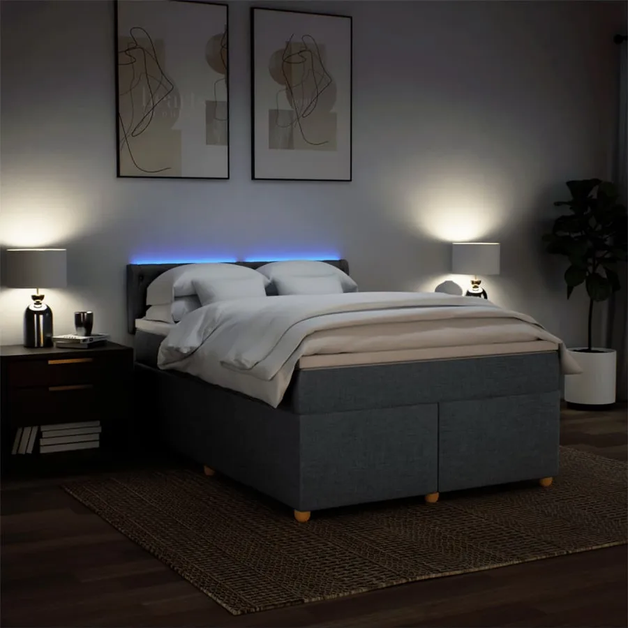 Sommier à lattes de lit avec matelas Gris foncé 160x200cm Tissu - 5