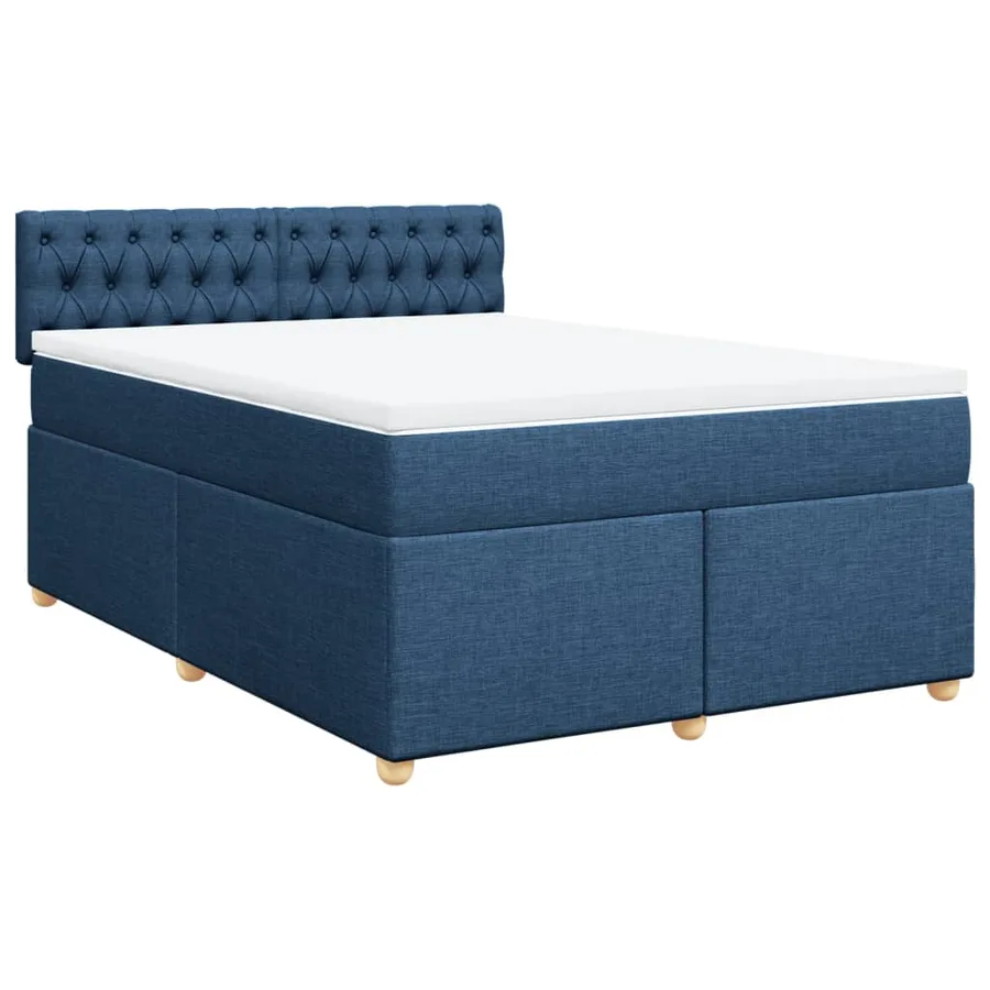 Sommier à lattes de lit avec matelas Bleu 140x200 cm Tissu - 2