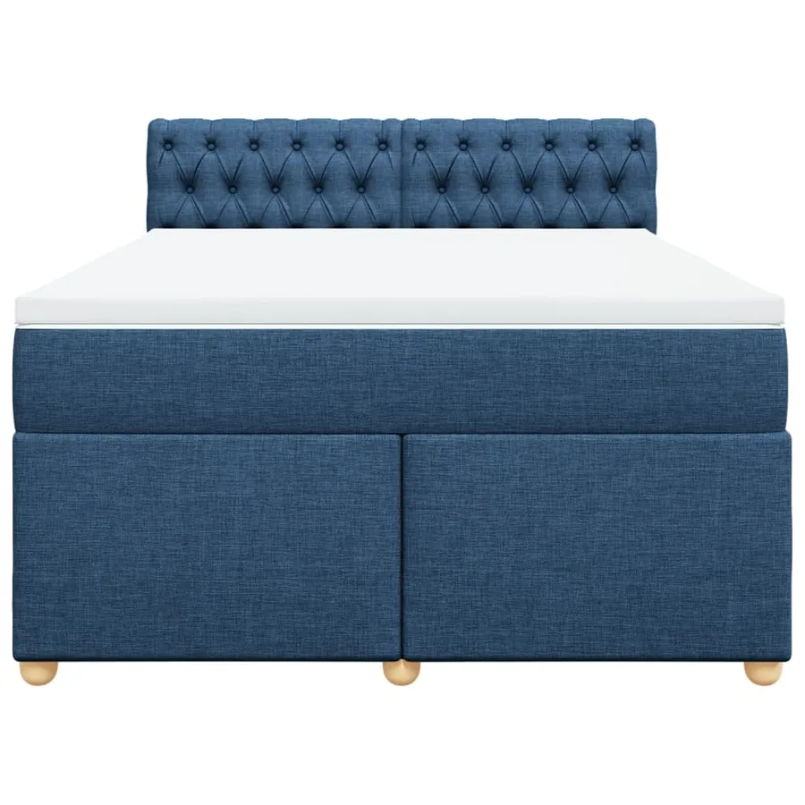 Sommier à lattes de lit avec matelas Bleu 140x200 cm Tissu - 4