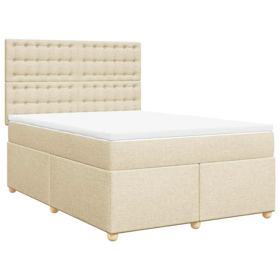 Sommier à lattes de lit avec matelas Crème 140x190 cm Tissu - 3
