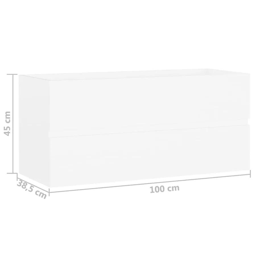 Armoire d'évier avec lavabo intégré blanc bois d'ingénierie - 15