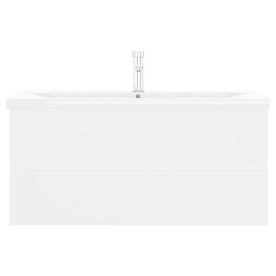 Armoire d'évier avec lavabo intégré blanc bois d'ingénierie - 4