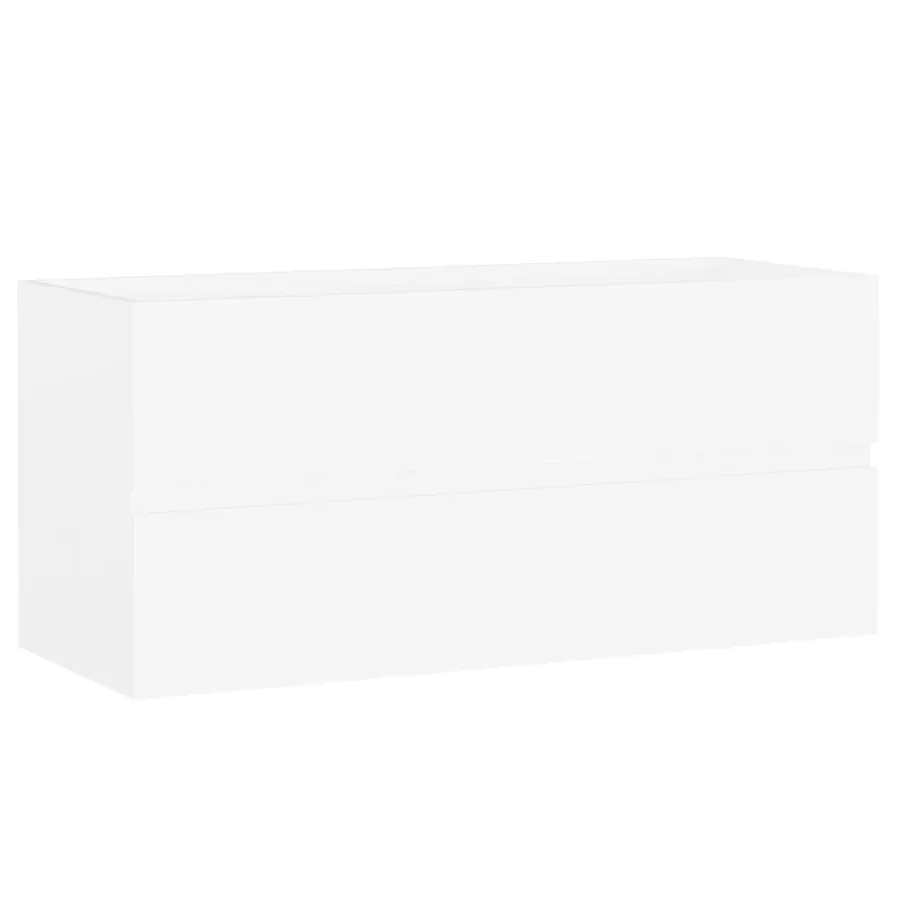 Armoire d'évier avec lavabo intégré blanc bois d'ingénierie - 8