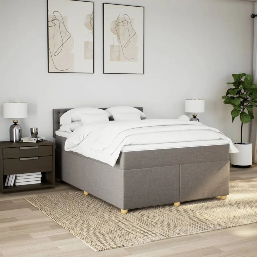 Sommier à lattes de lit avec matelas Taupe 140x200 cm Tissu - 3
