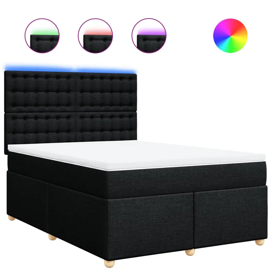 Sommier à lattes de lit avec matelas Noir 140x200 cm Tissu - 2