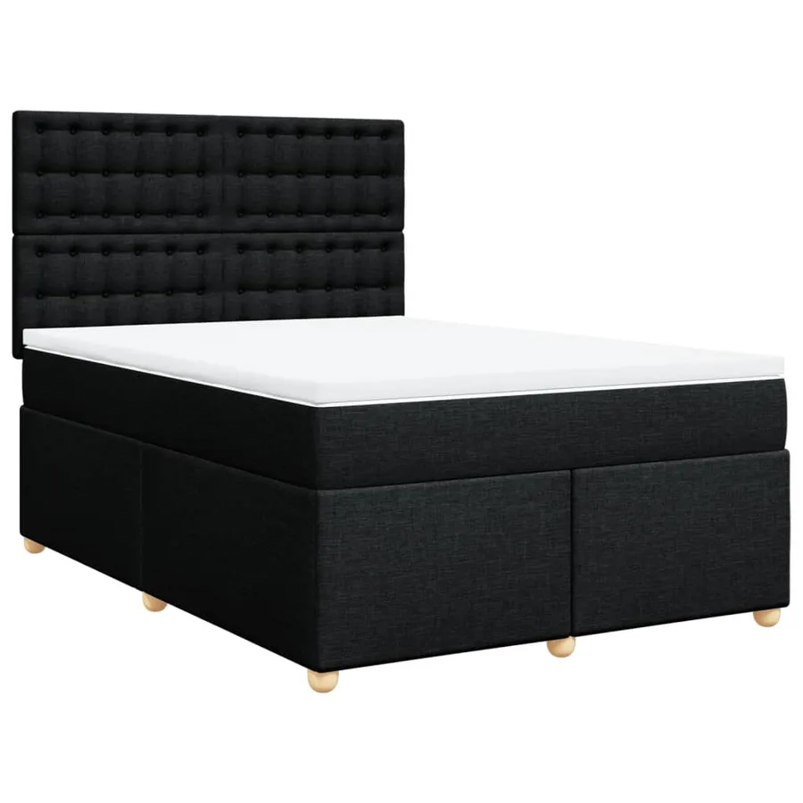 Sommier à lattes de lit avec matelas Noir 140x200 cm Tissu - 3