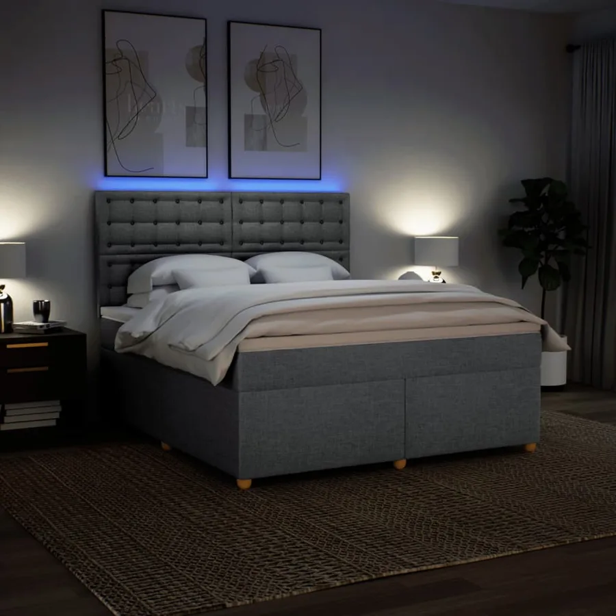 Sommier à lattes de lit avec matelas Gris clair 180x200cm Tissu - 5