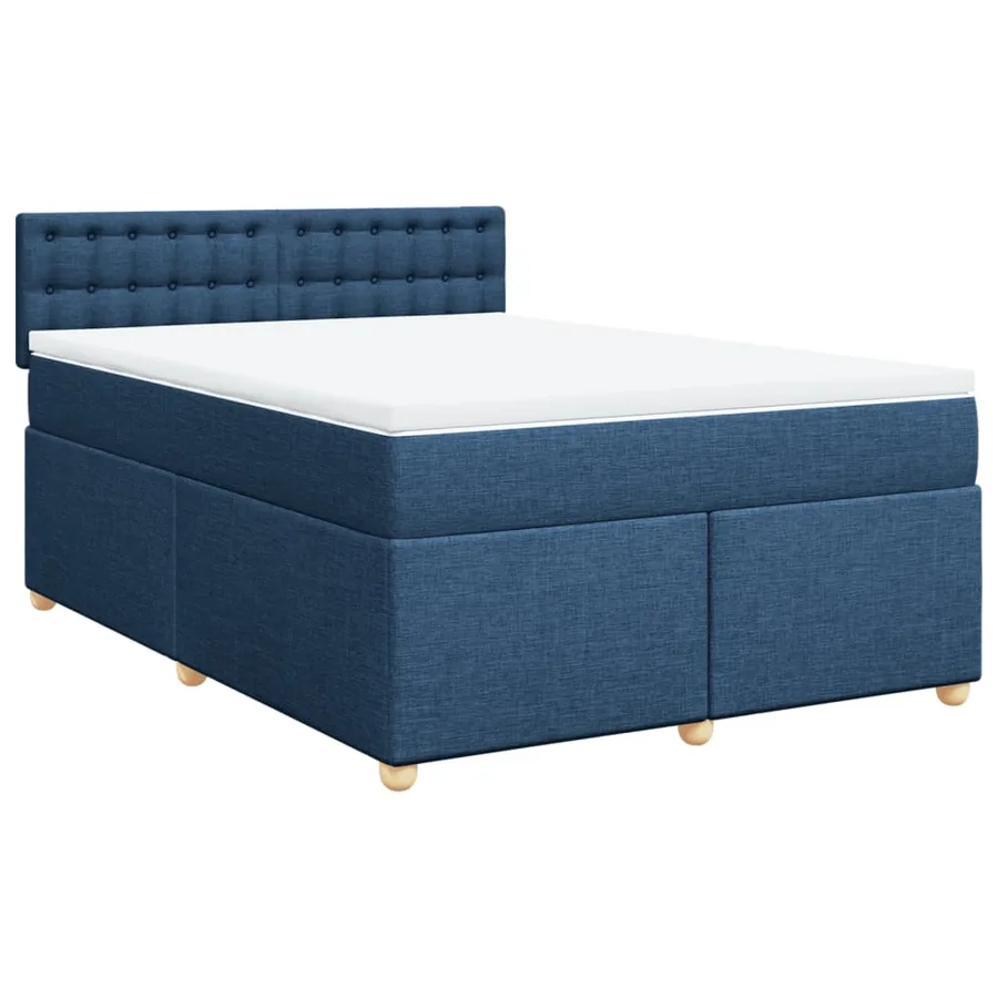 Sommier à lattes de lit avec matelas Bleu 160x200 cm Tissu - 3