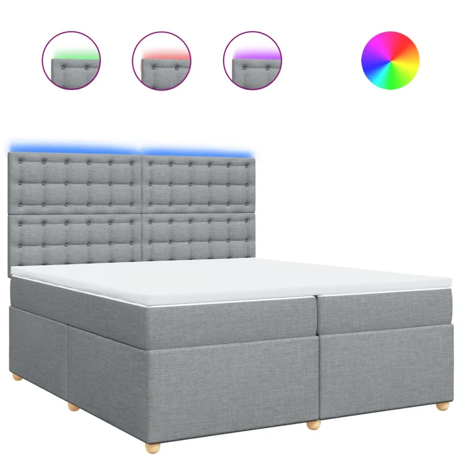 Sommier à lattes de lit avec matelas Gris clair 200x200cm Tissu - 2