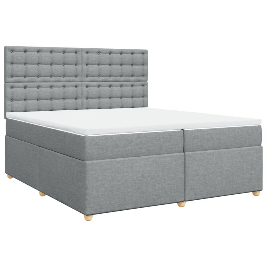 Sommier à lattes de lit avec matelas Gris clair 200x200cm Tissu - 3