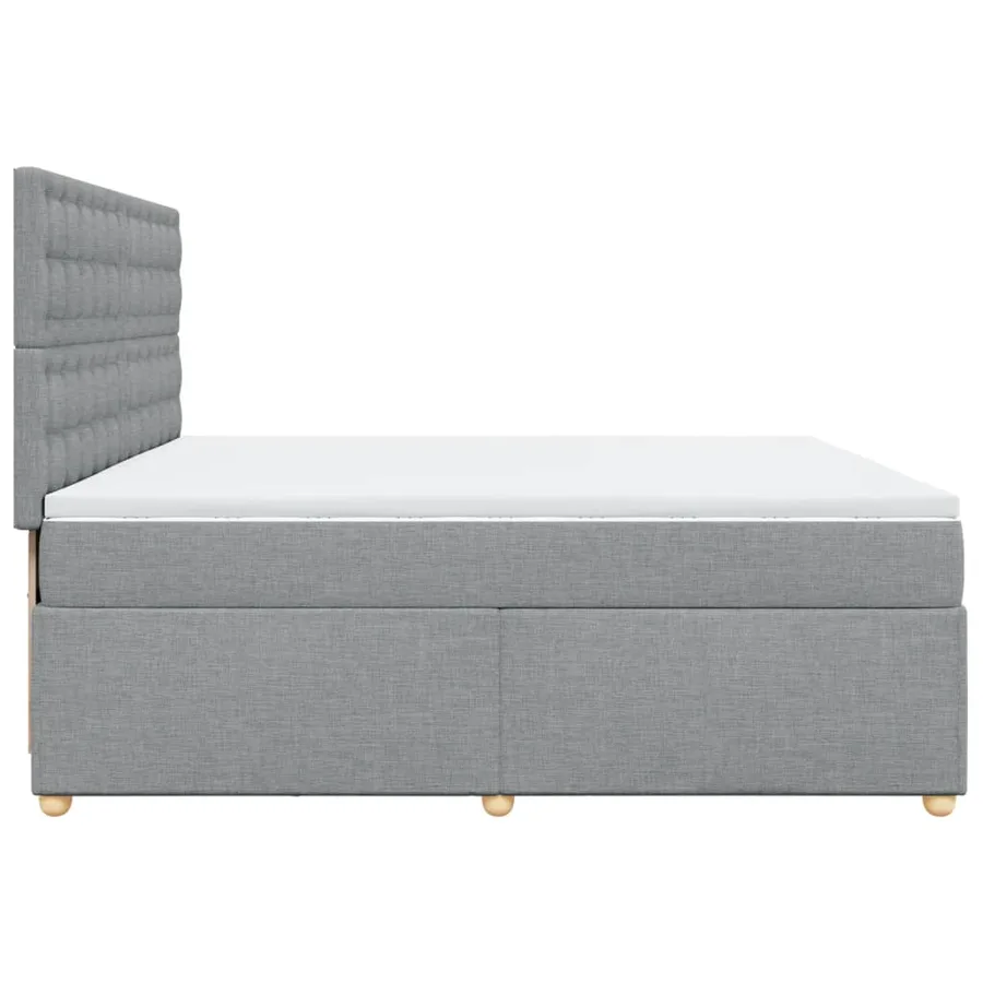 Sommier à lattes de lit avec matelas Gris clair 200x200cm Tissu - 7