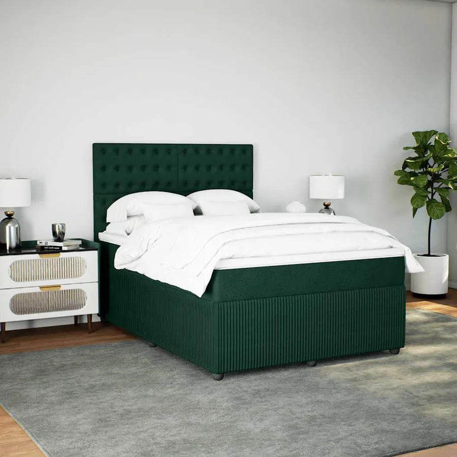 Sommier à lattes de lit et matelas Vert foncé 140x190cm Velours - 4