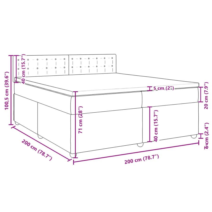 Sommier à lattes de lit avec matelas Gris foncé 200x200cm Tissu - 18