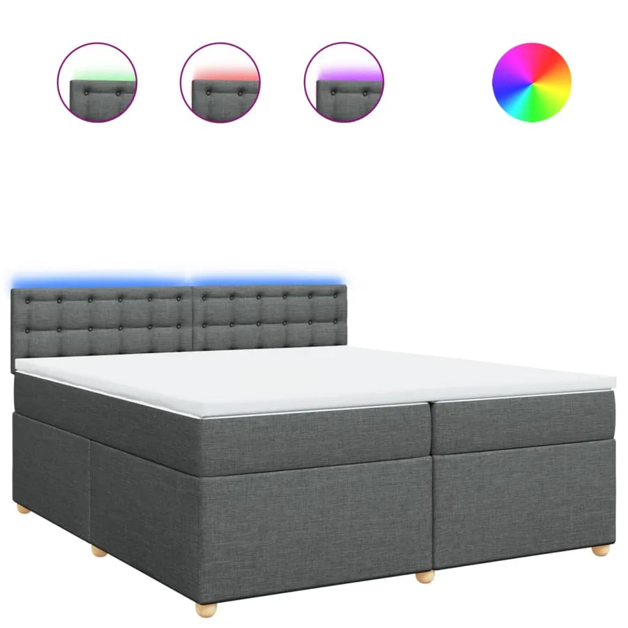 Sommier à lattes de lit avec matelas Gris foncé 200x200cm Tissu - 2