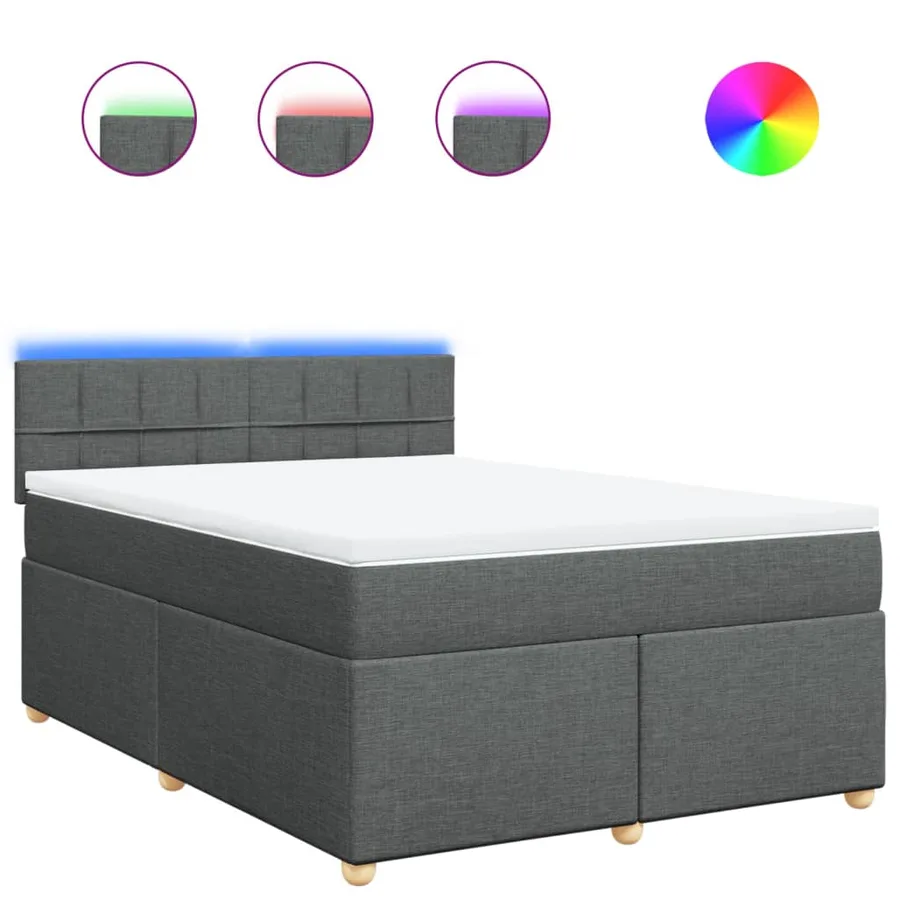 Sommier à lattes de lit avec matelas Gris foncé 160x200cm Tissu - 2