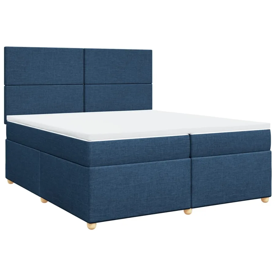 Sommier à lattes de lit avec matelas Bleu 200x200 cm Tissu - 3