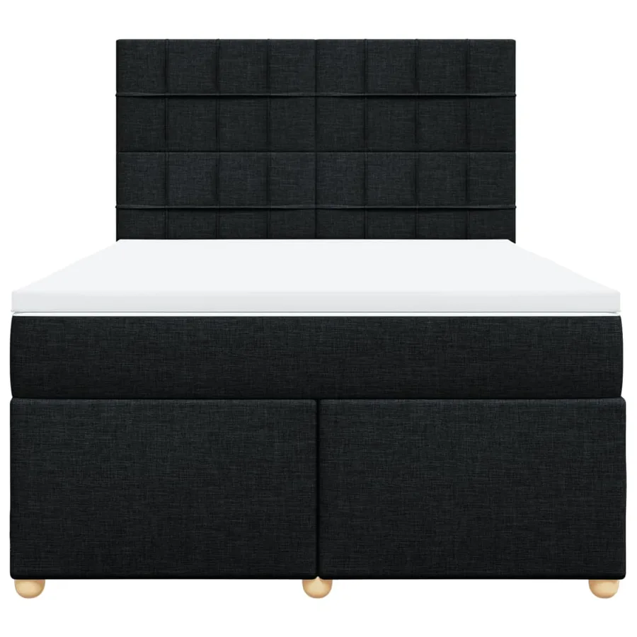 Sommier à lattes de lit avec matelas Noir 160x200 cm Tissu - 4