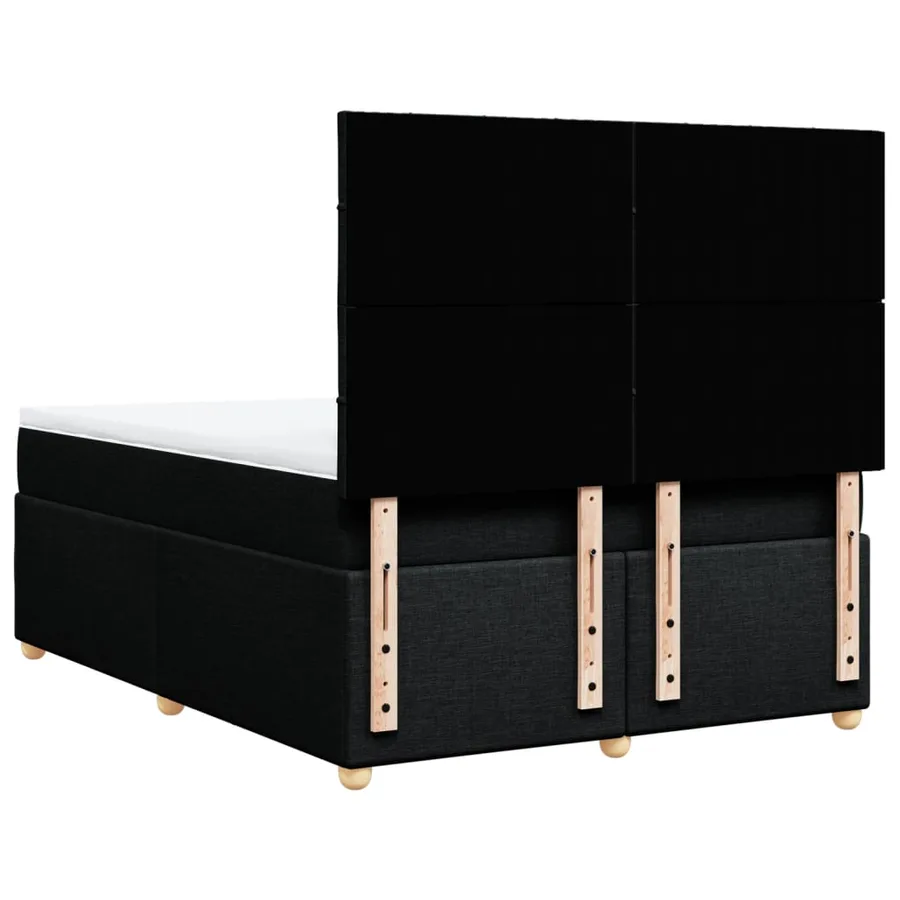 Sommier à lattes de lit avec matelas Noir 160x200 cm Tissu - 6
