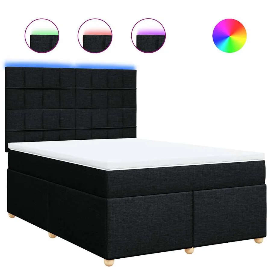 Sommier à lattes de lit avec matelas Noir 160x200 cm Tissu - 2