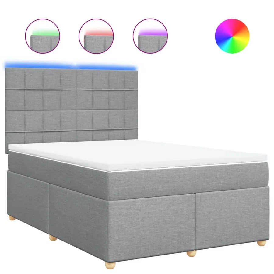 Sommier à lattes de lit avec matelas Gris clair 160x200cm Tissu - 2