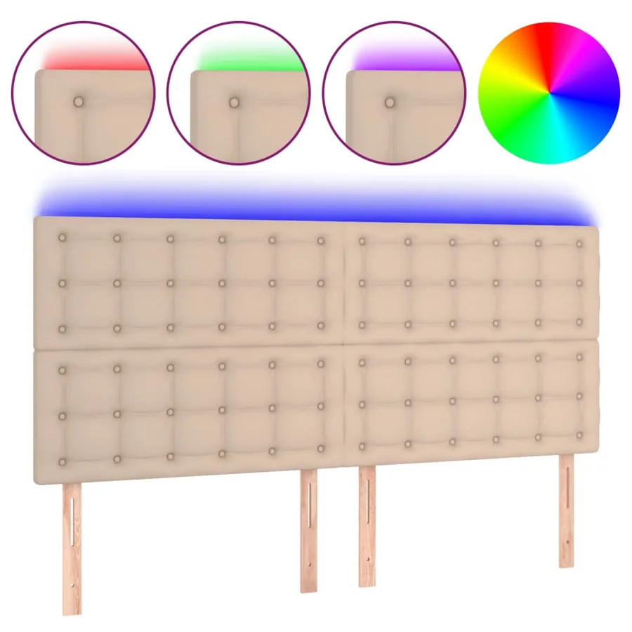 Tête de lit à LED Cappuccino 200x5x118/128 cm Similicuir - 2